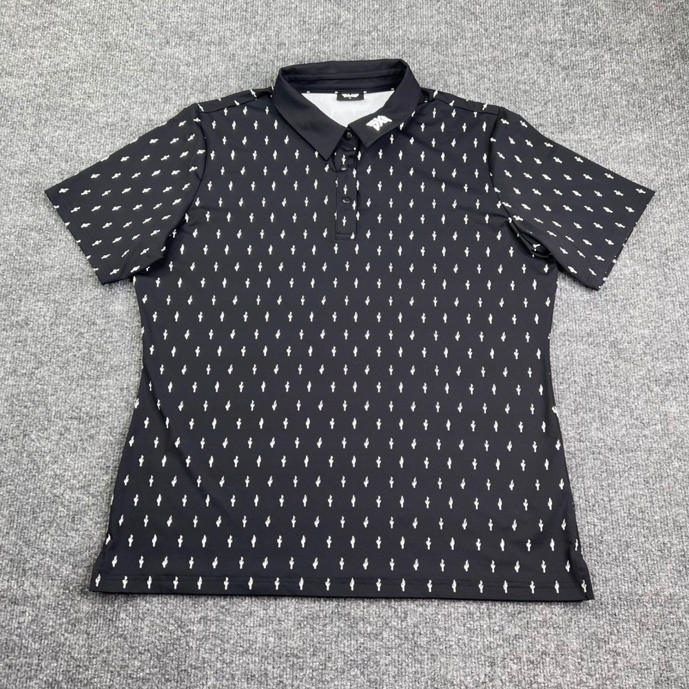 PXG Polo Shirt Womens XL Black Cactus Print Golf Short Sleeve WE23ATP1-34